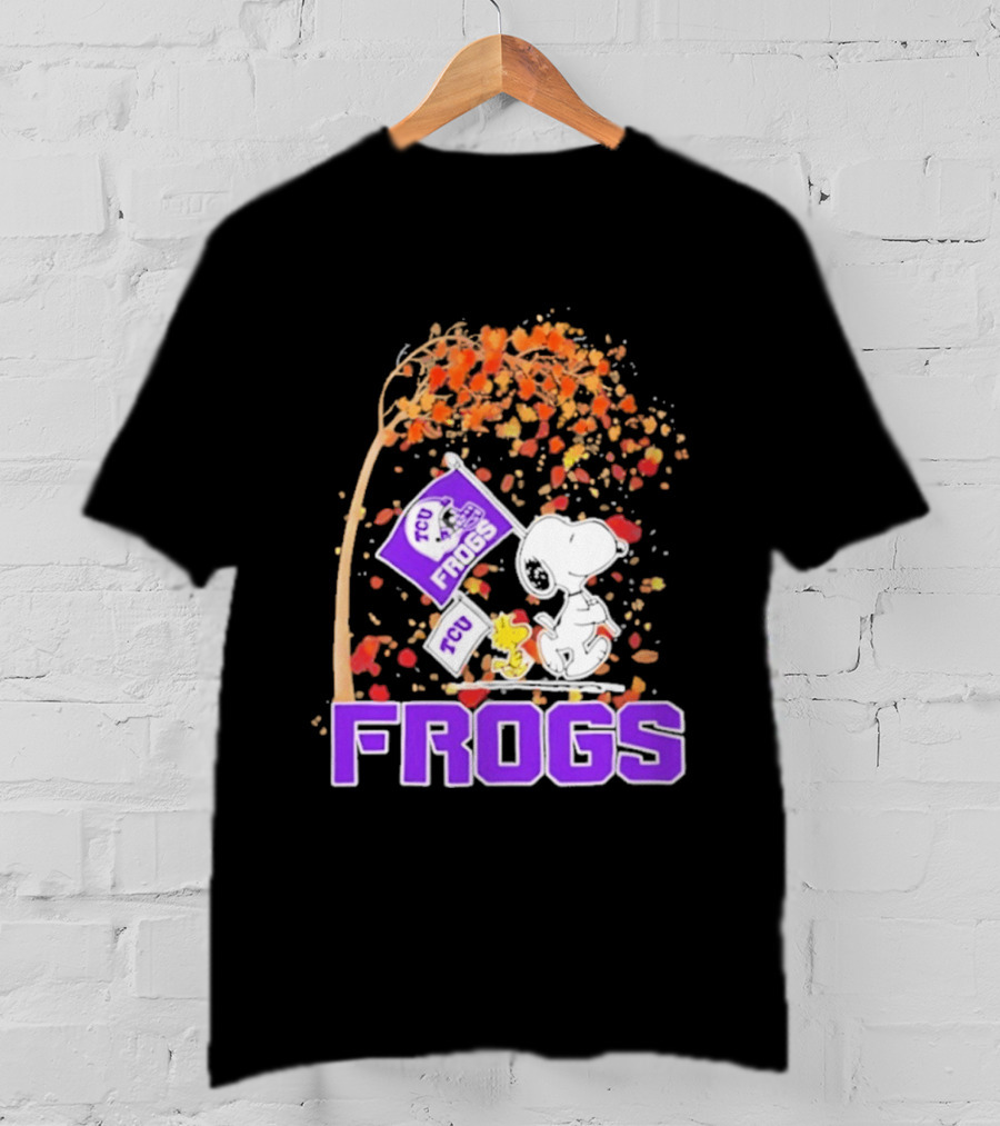 TCU Horned Frogs Snoopy Peanuts Fall Leaves T-Shirt