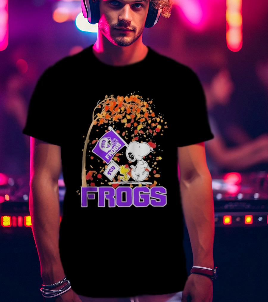 TCU Horned Frogs Snoopy Peanuts Fall Leaves T-Shirt