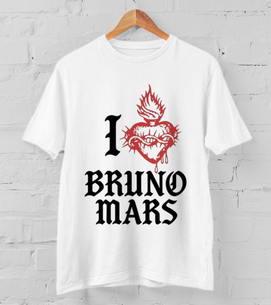 I Heart Bruno Mars Romantic Tour Flame Heart T-Shirt