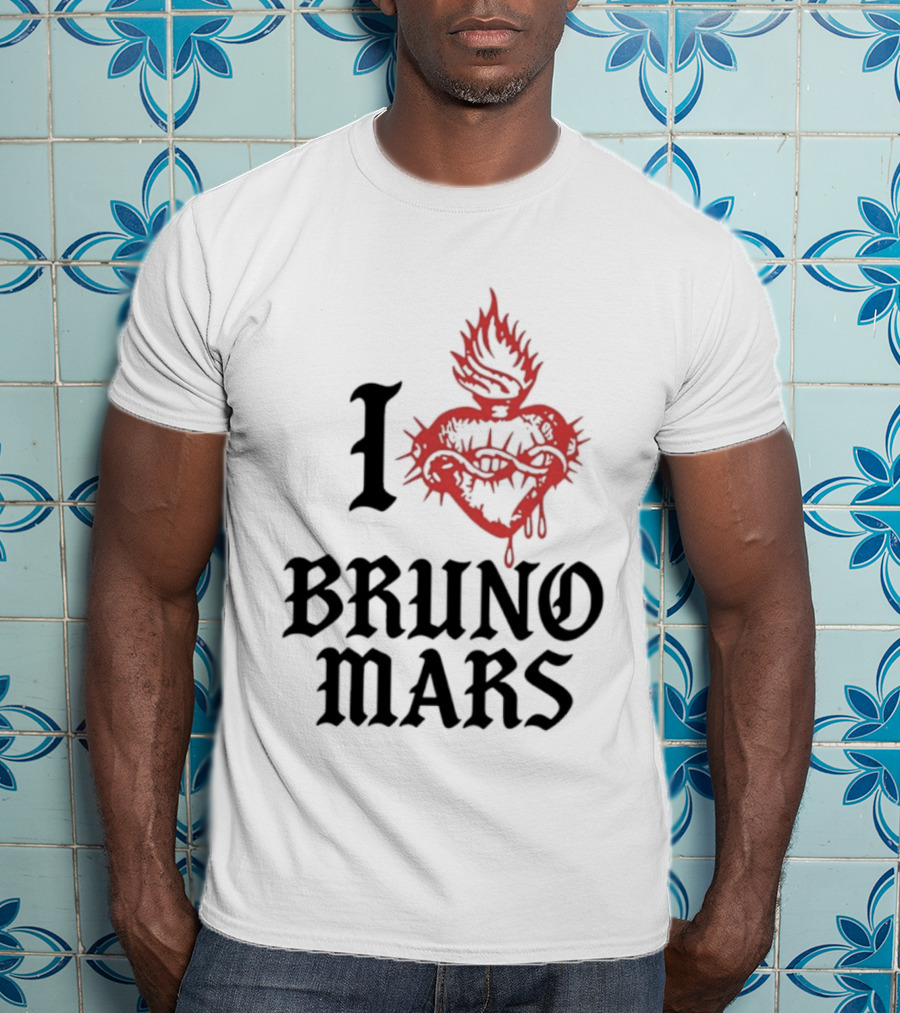 I Heart Bruno Mars Romantic Tour Flame Heart T-Shirt
