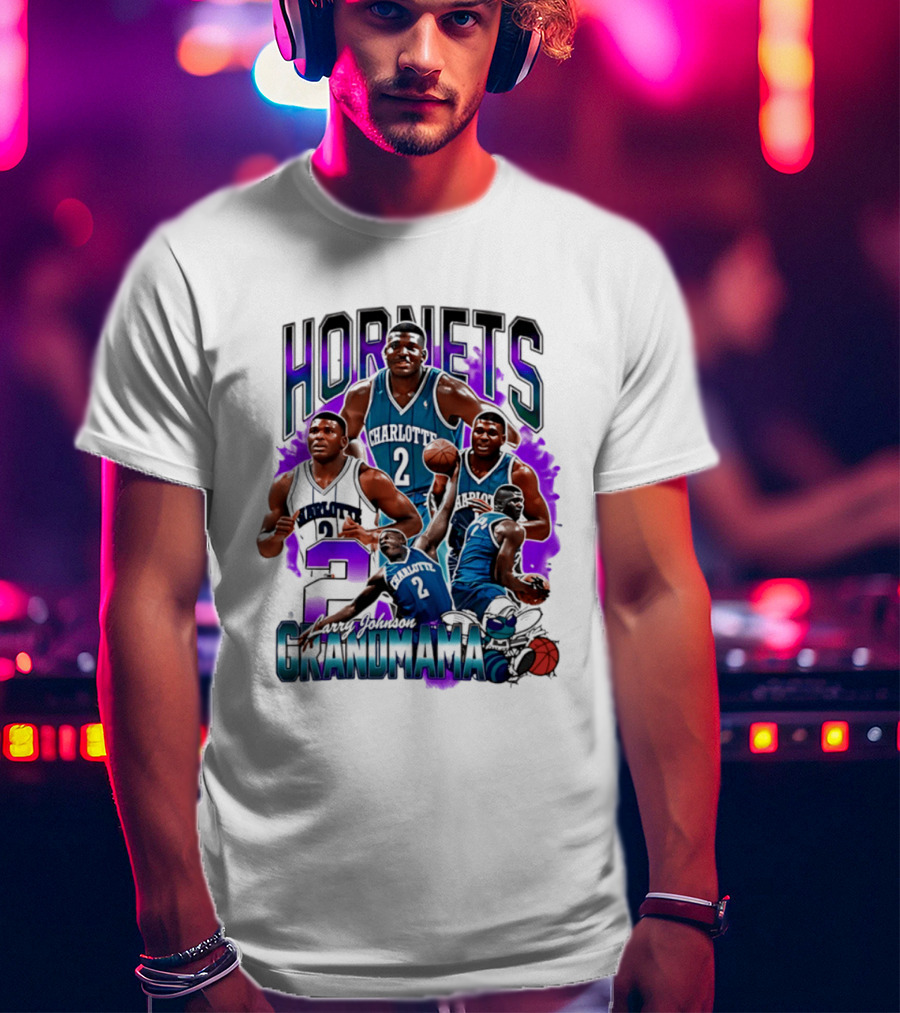 Charlotte Hornets Larry Johnson Basketball Grandmama 2 T-Shirt