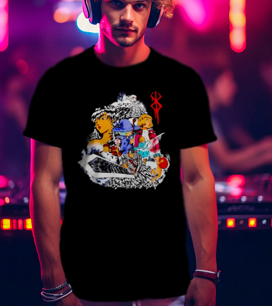 Berserk Guts Griffith Casca Schierke Puck Isidro Farnese Iconic Manga Characters T-Shirt