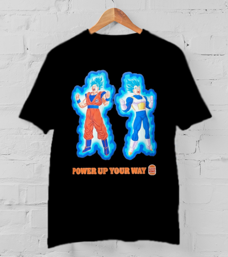Burger King Dragon Ball Super Power Up Your Way Collaboration Featuring Iconic Saiyan Characters T-Shirt