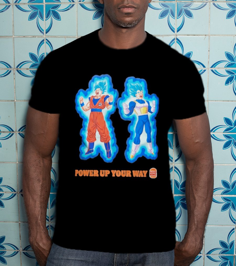 Burger King Dragon Ball Super Power Up Your Way Collaboration Featuring Iconic Saiyan Characters T-Shirt