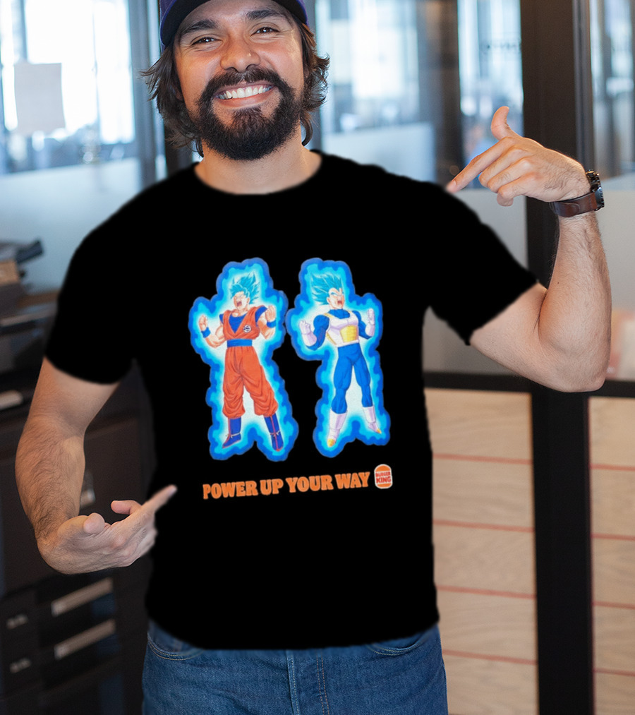 Burger King Dragon Ball Super Power Up Your Way Collaboration Featuring Iconic Saiyan Characters T-Shirt