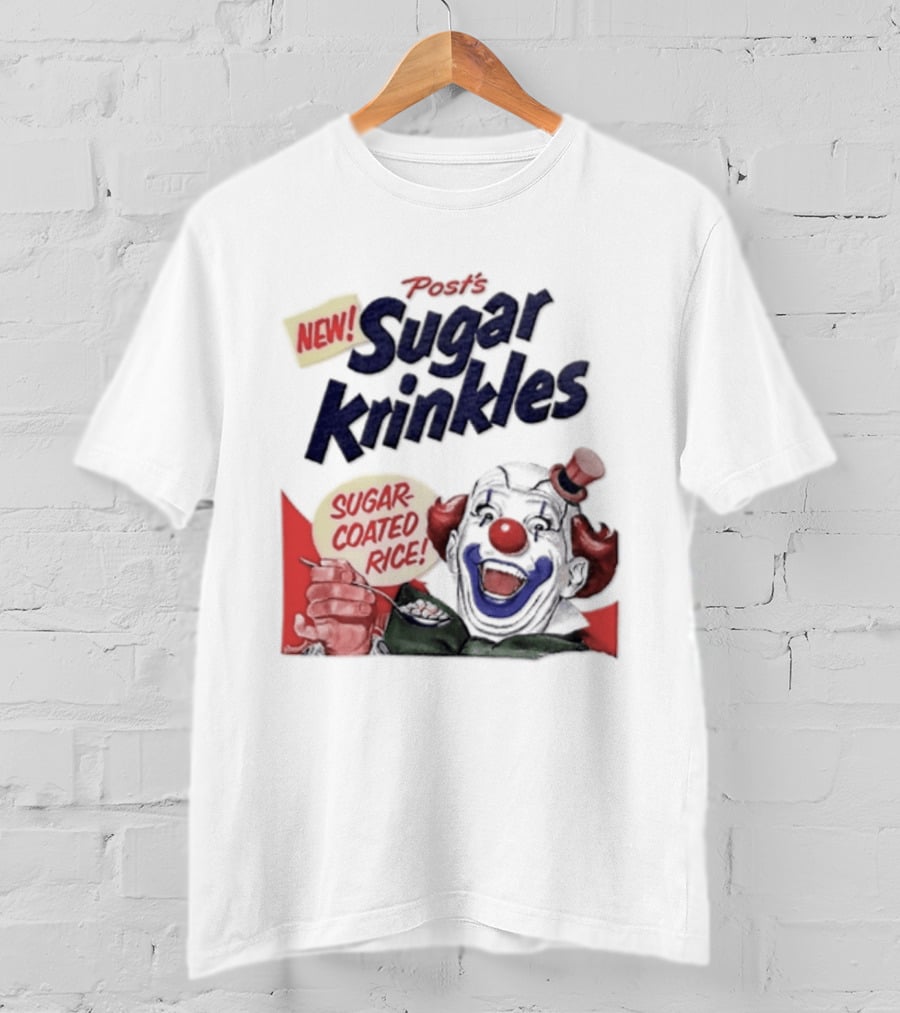 Post's New Sugar Krinkles Sugar Coated Rice Clown Cereal T-Shirt