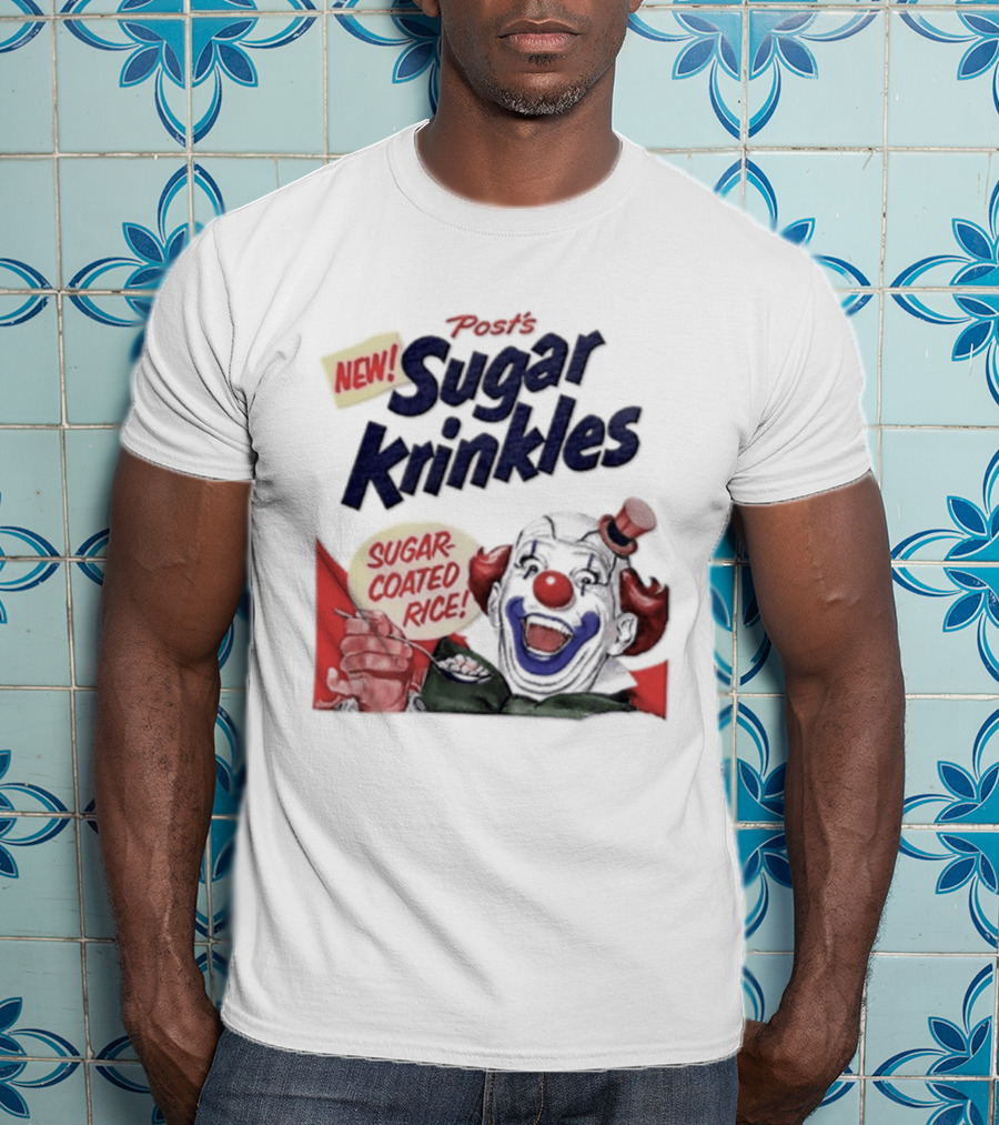 Post's New Sugar Krinkles Sugar Coated Rice Clown Cereal T-Shirt