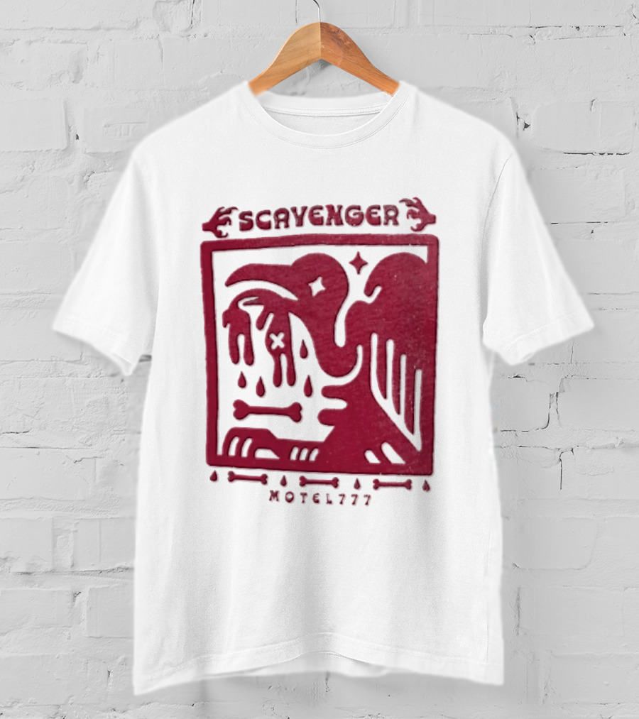 Scavenger Motel 777 Bird Design With Bones And Droplets T-Shirt