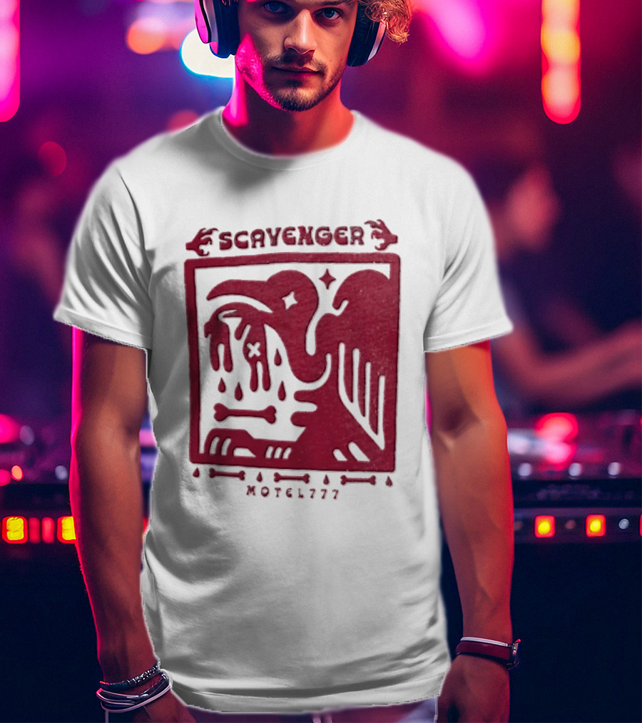 Scavenger Motel 777 Bird Design With Bones And Droplets T-Shirt