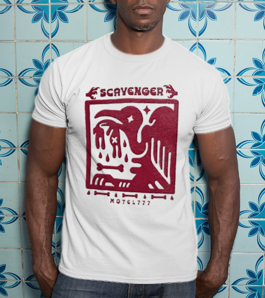 Scavenger Motel 777 Bird Design With Bones And Droplets T-Shirt