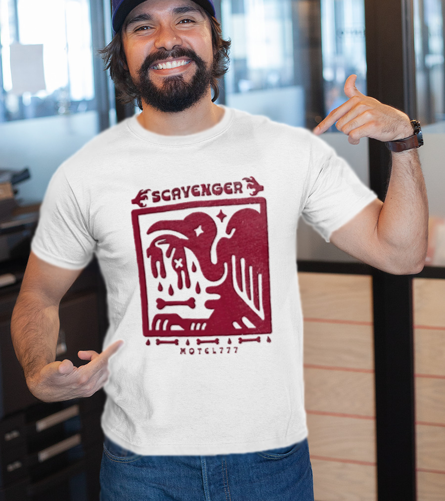 Scavenger Motel 777 Bird Design With Bones And Droplets T-Shirt