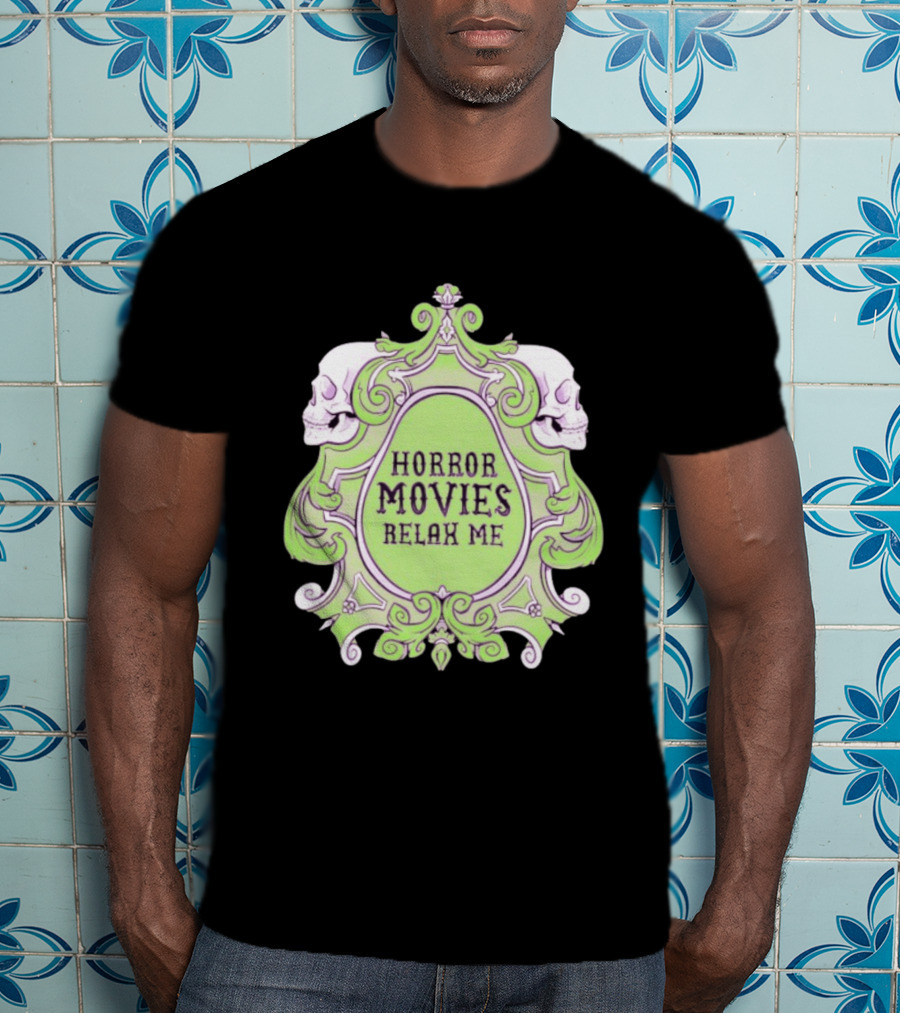 Horror Movies Relax Me Spooky Aesthetic Skulls Gothic Frame T-Shirt