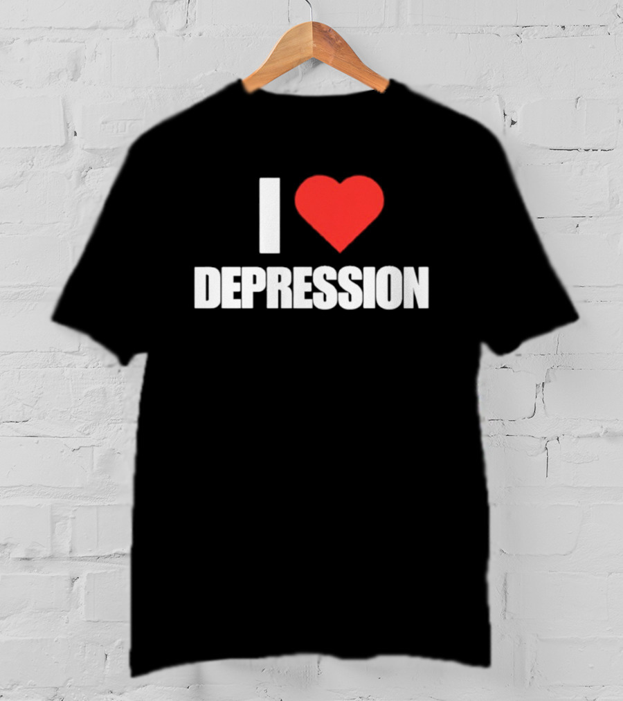 I Heart Depression Text With Red Love T-Shirt