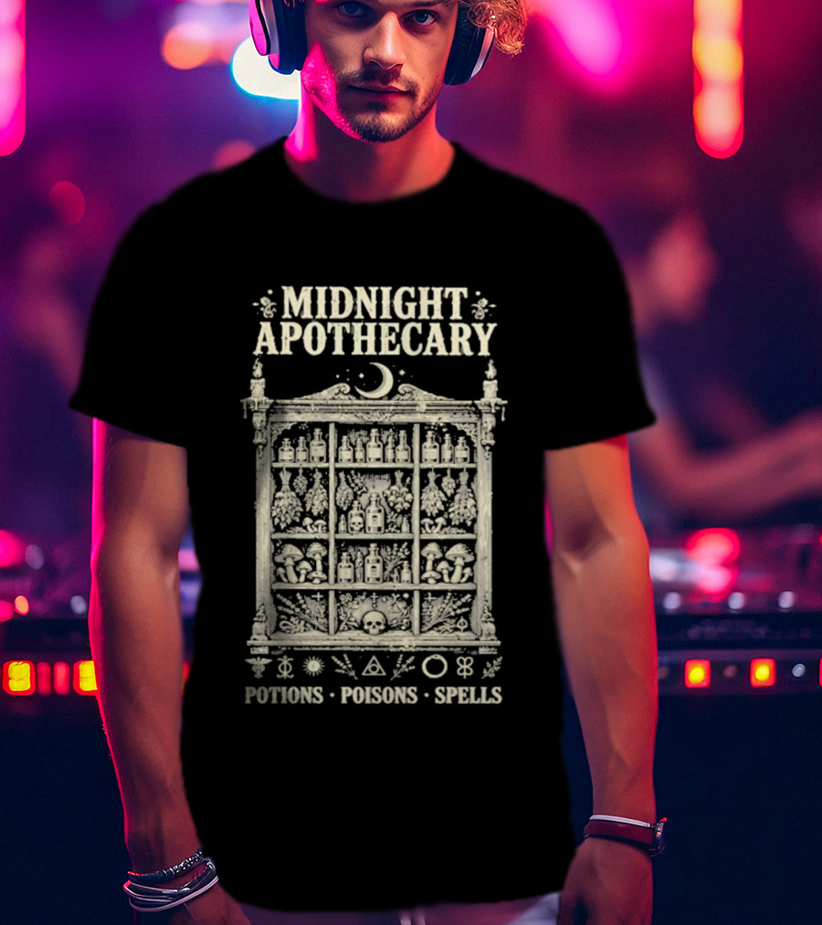 Midnight Apothecary Potions Poisons Spells Halloween Witch T-Shirt
