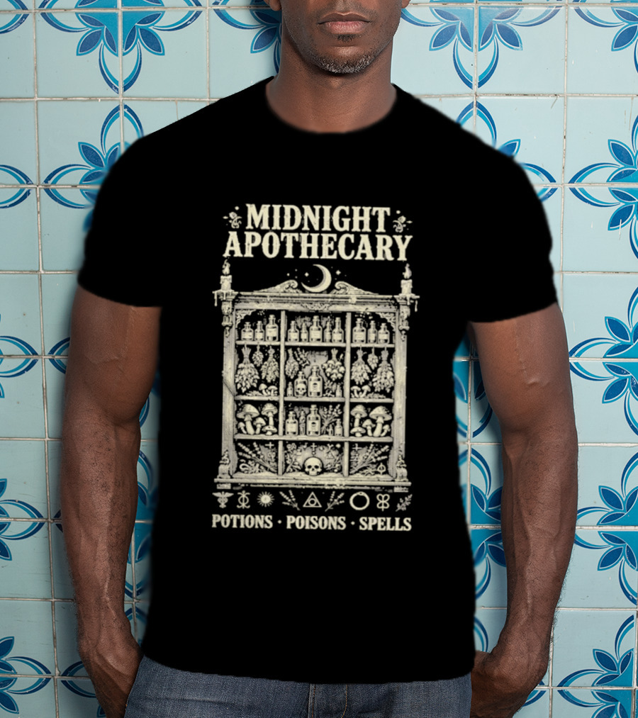 Midnight Apothecary Potions Poisons Spells Halloween Witch T-Shirt