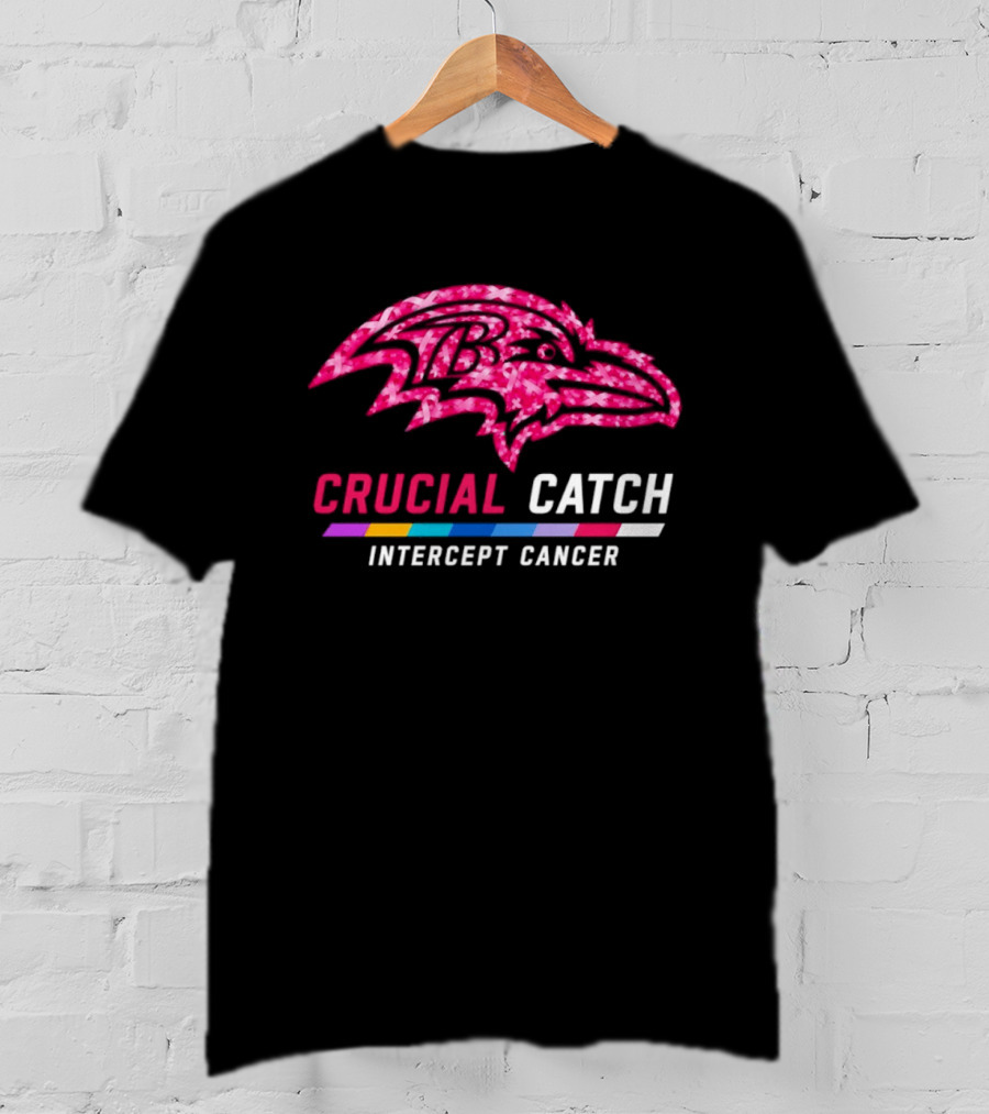 Baltimore Ravens Crucial Catch Intercept Cancer 2026 Pink Awareness Campaign T-Shirt