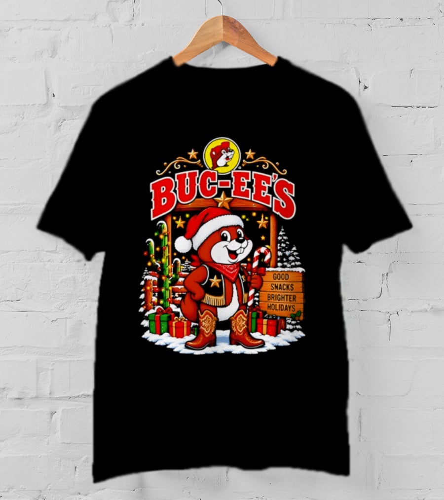 Buc Ee's Sleighs The Holidays Good Snacks Brighter Days Christmas T-Shirt