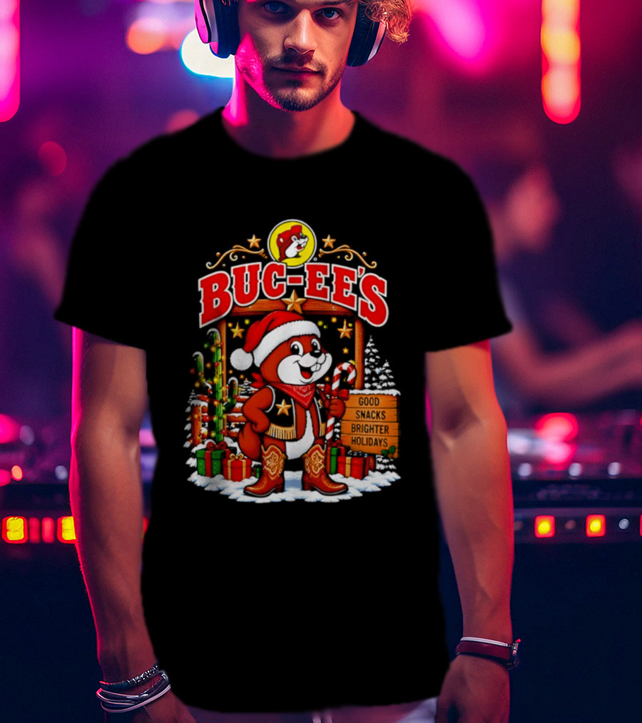 Buc Ee's Sleighs The Holidays Good Snacks Brighter Days Christmas T-Shirt