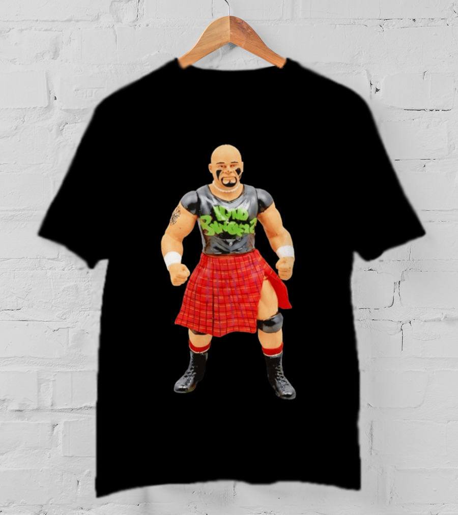 Loud Knockers Wrestling Figure In Red Plaid Skirt T-Shirt