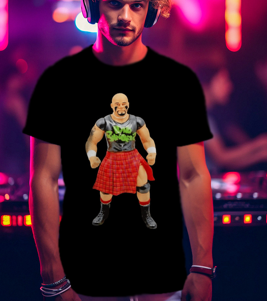 Loud Knockers Wrestling Figure In Red Plaid Skirt T-Shirt
