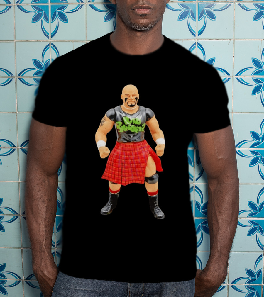Loud Knockers Wrestling Figure In Red Plaid Skirt T-Shirt