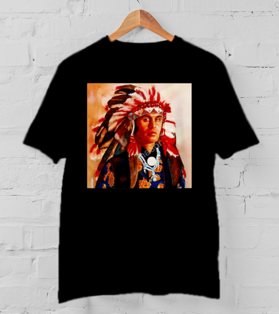 Chief Kirk Native American Indigenous Headdress And Traditional Attire T-Shirt