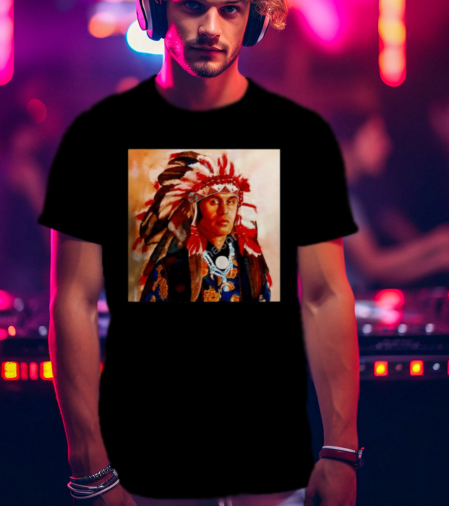 Chief Kirk Native American Indigenous Headdress And Traditional Attire T-Shirt