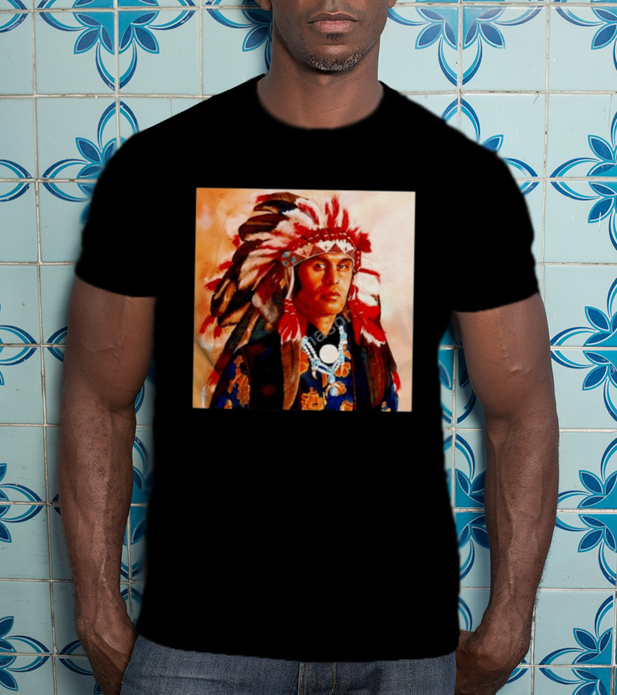 Chief Kirk Native American Indigenous Headdress And Traditional Attire T-Shirt