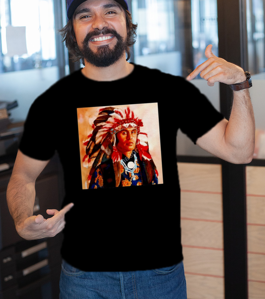 Chief Kirk Native American Indigenous Headdress And Traditional Attire T-Shirt