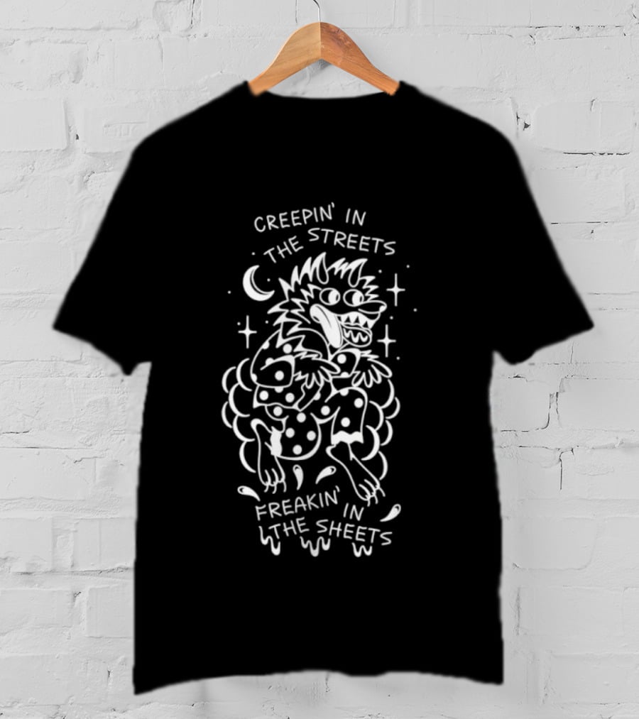 Creepin' In The Streets Freakin' In The Sheets Wolf Moon Stars T-Shirt