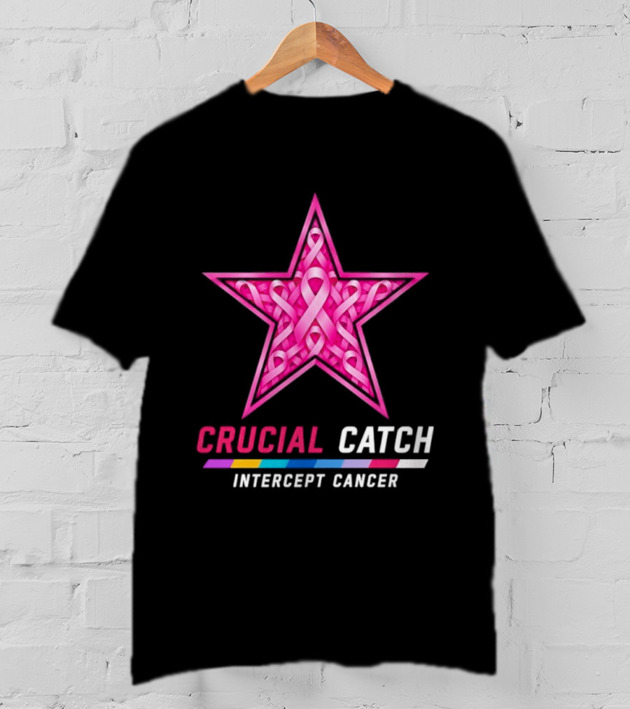 Dallas Cowboys 2026 Crucial Catch Intercept Cancer Pink Ribbon Star T-Shirt