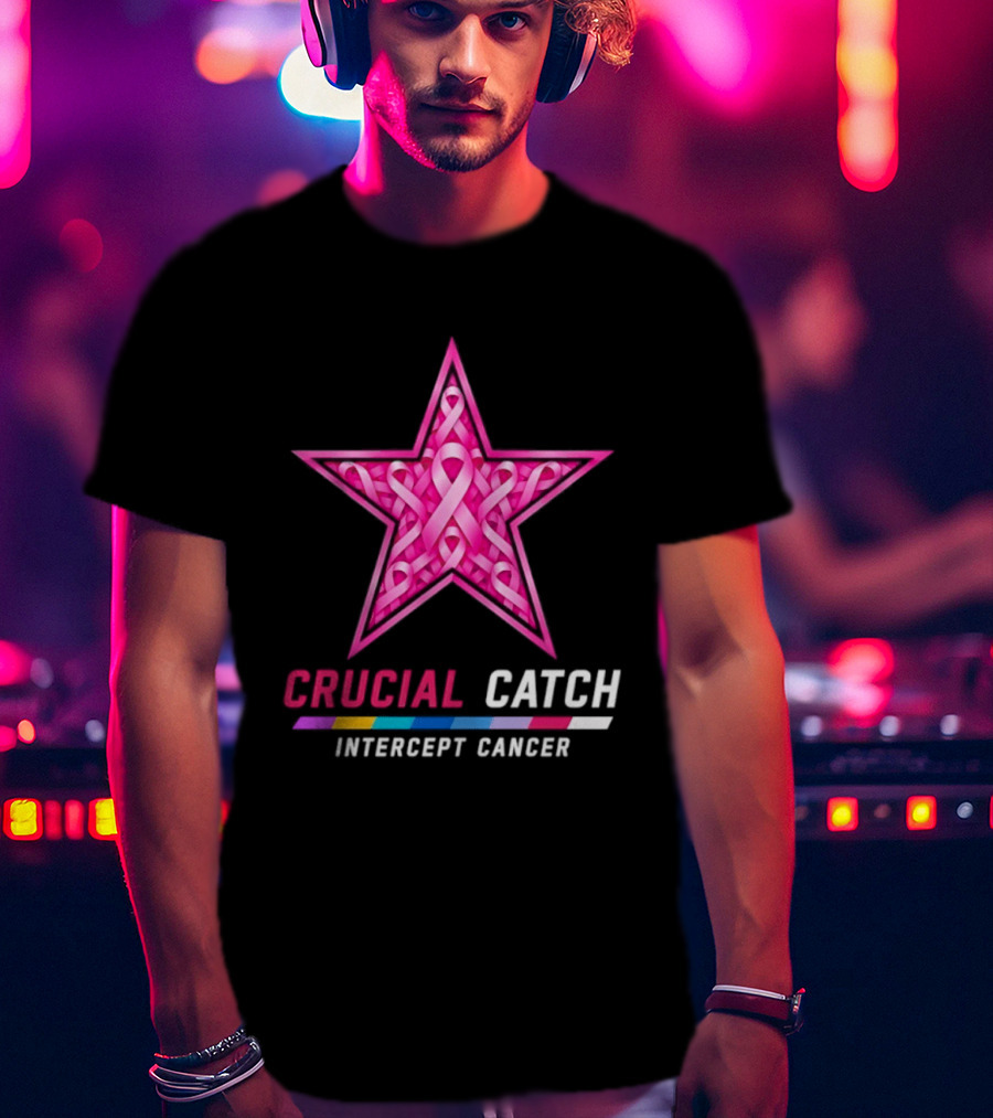 Dallas Cowboys 2026 Crucial Catch Intercept Cancer Pink Ribbon Star T-Shirt