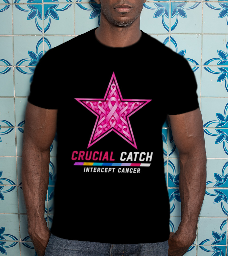 Dallas Cowboys 2026 Crucial Catch Intercept Cancer Pink Ribbon Star T-Shirt