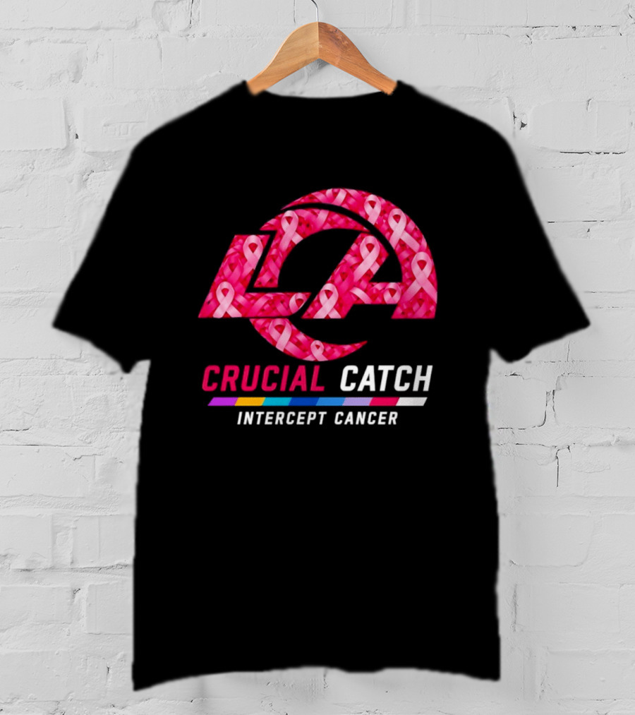 Los Angeles Rams Crucial Catch Intercept Cancer Pink Ribbon Awareness 2026 T-Shirt