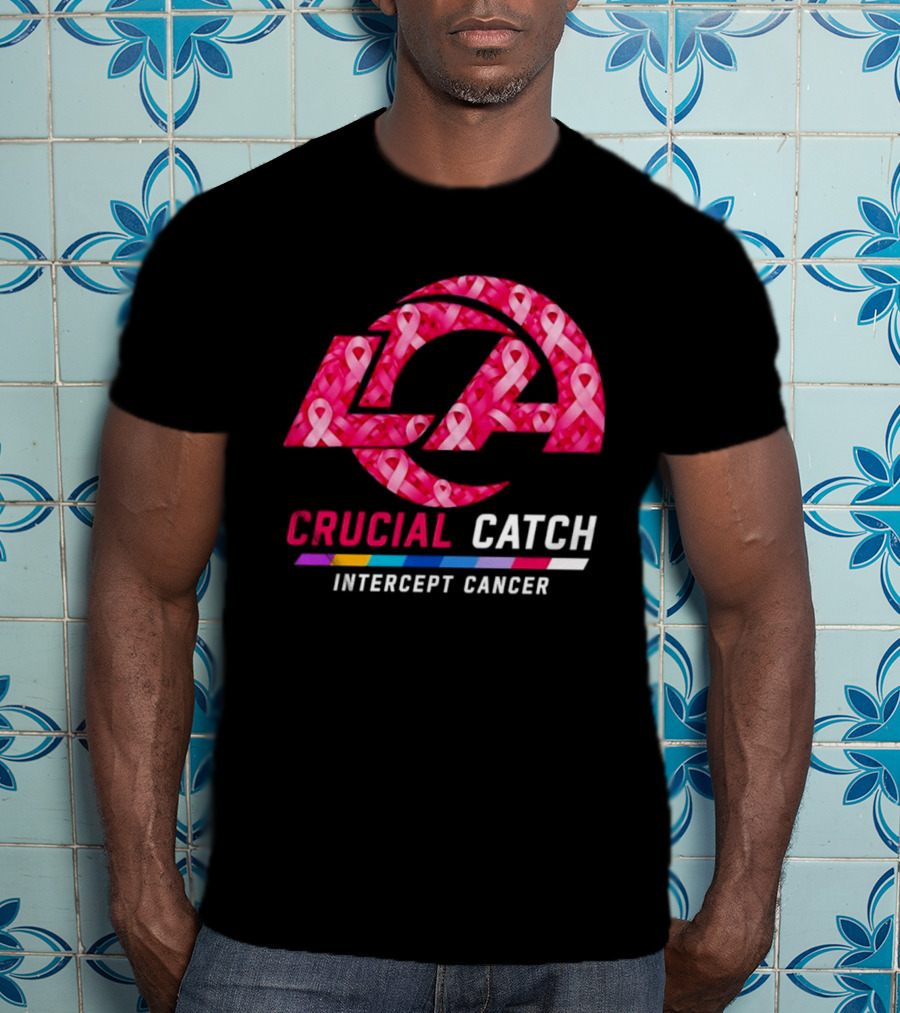 Los Angeles Rams Crucial Catch Intercept Cancer Pink Ribbon Awareness 2026 T-Shirt