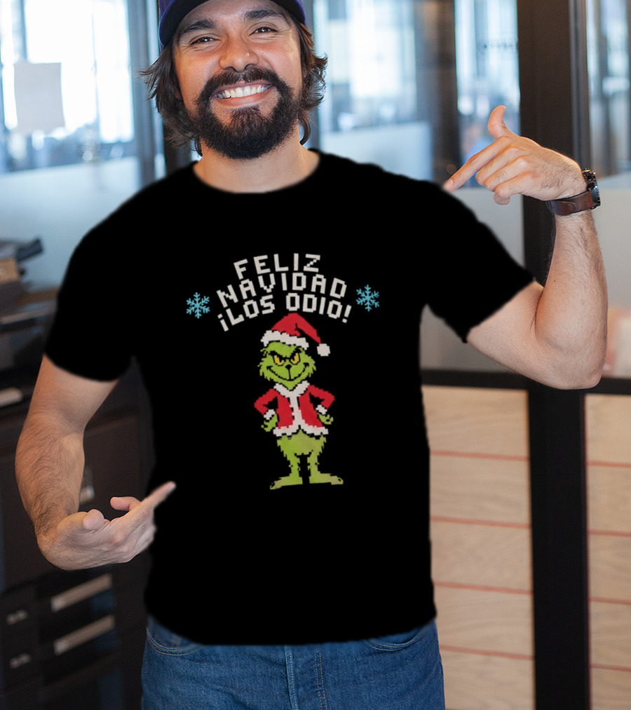 Feliz Navidad Los Odio Santa Grinch Christmas Holiday Humor T-Shirt