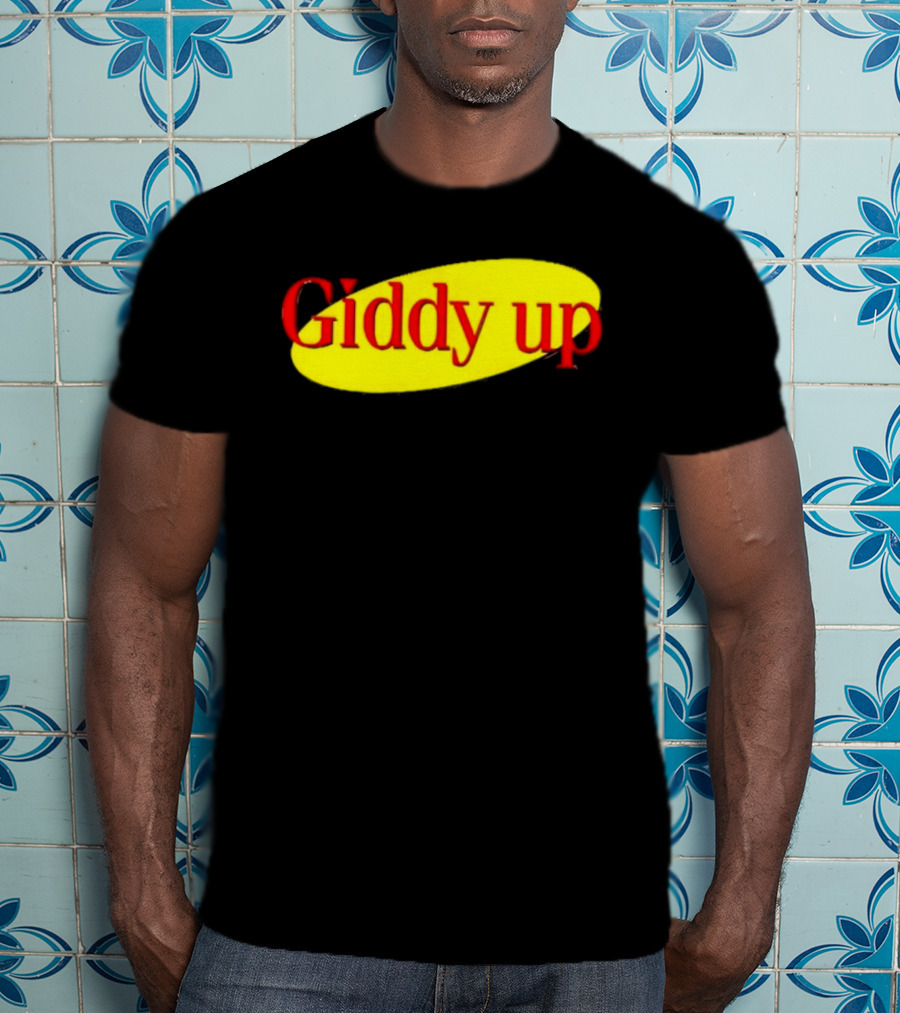 Giddy Up Bold Red Text On Yellow Oval T-Shirt