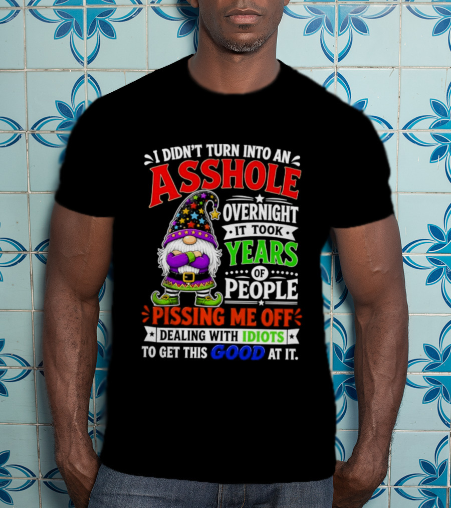 I Didn't Turn Into An Asshole Overnight It Took Years Of People Pissing Me Off Dealing With Idiots Gnome T-Shirt