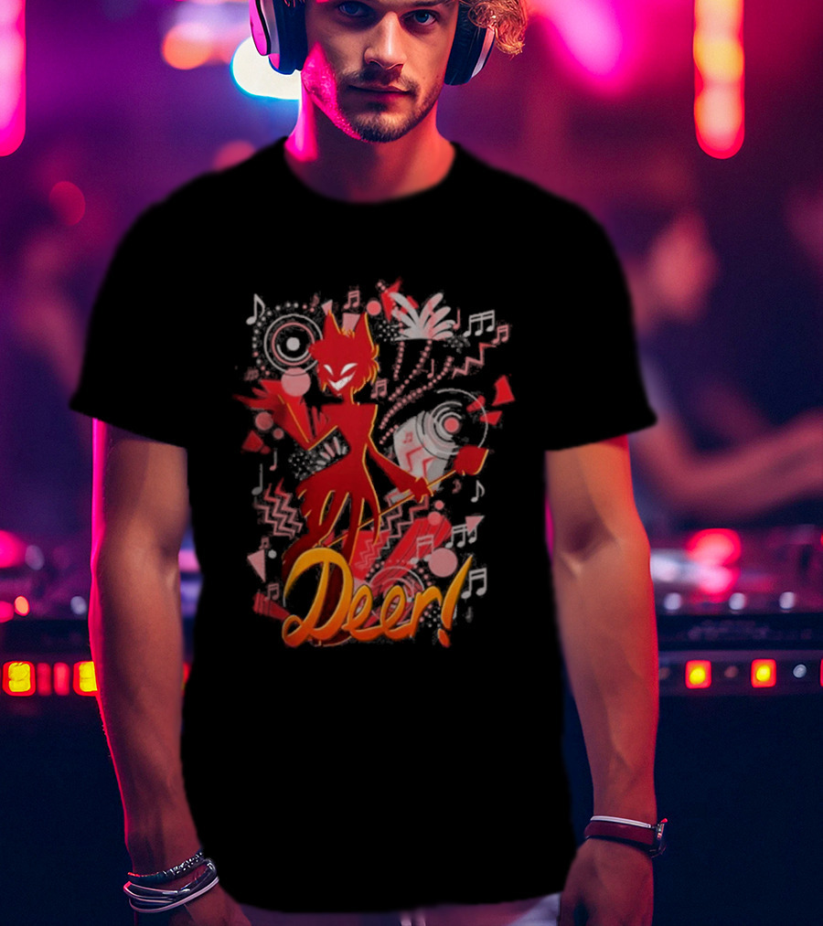 Alastor Hazbin Hotel Deer Music Radio T-Shirt