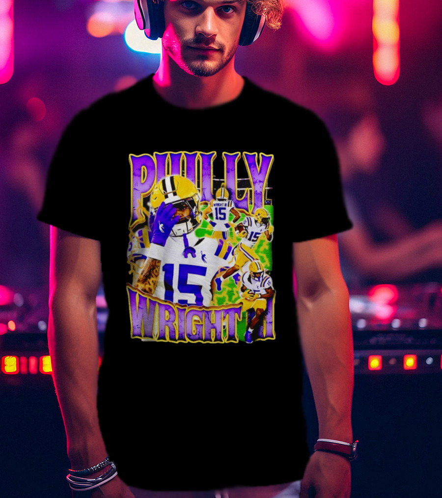 Philly Wright III LSU Tigers Football Number 15 Bayou NCAA Player T-Shirt