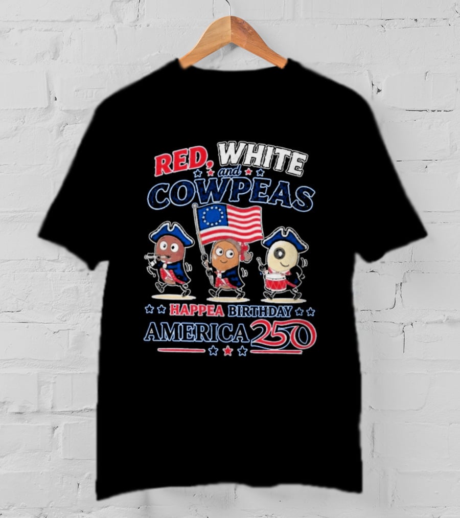 Happea Birthday America 250 Red White Cowpeas Patriots Celebration T-Shirt