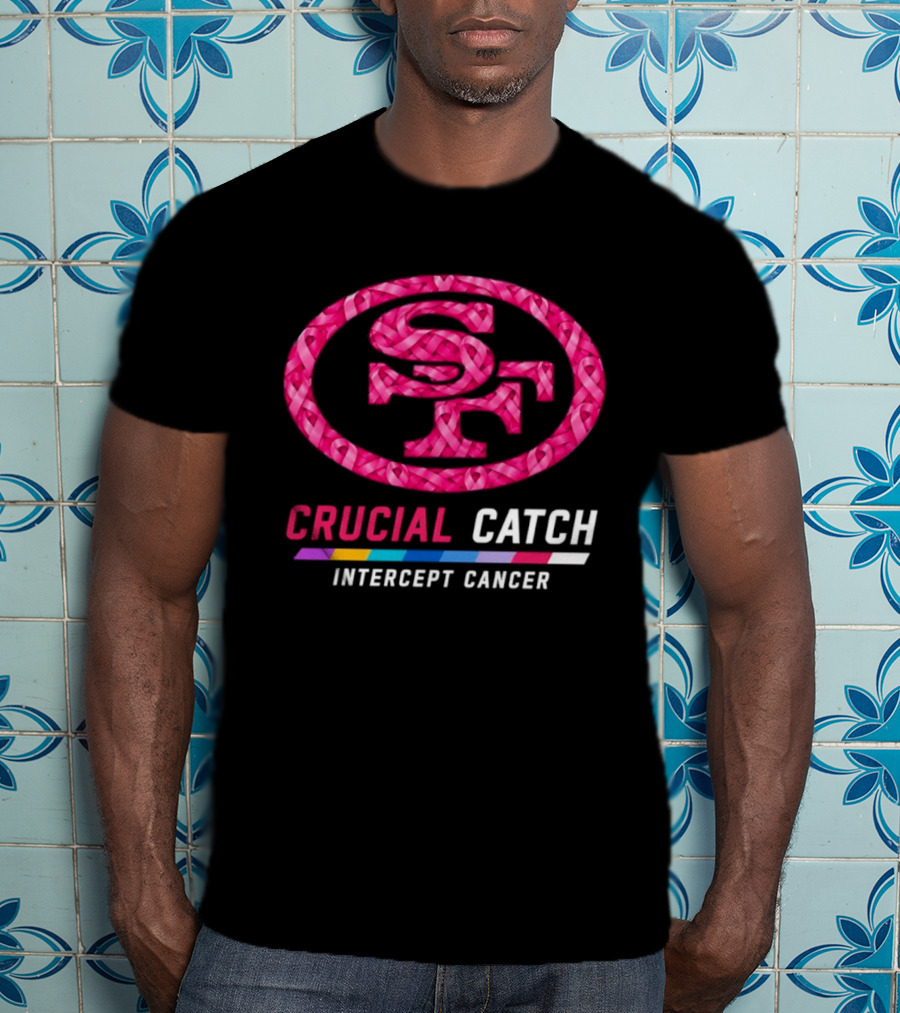 San Francisco 49ers 2026 Crucial Catch Intercept Cancer Pink Ribbon T-Shirt