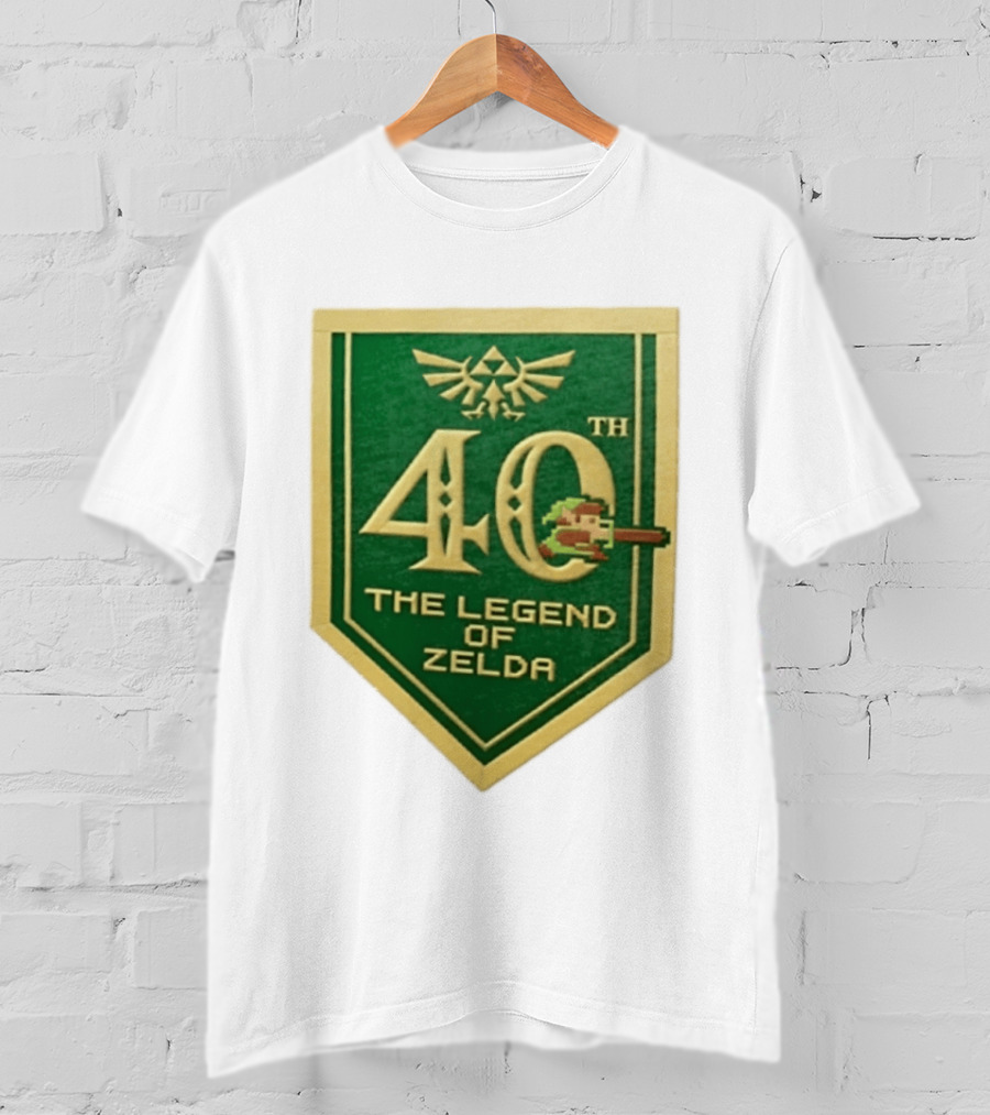 40th Anniversary The Legend Of Zelda With Link Pixel Art And Triforce T-Shirt