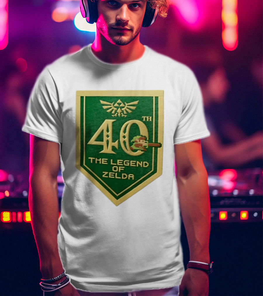 40th Anniversary The Legend Of Zelda With Link Pixel Art And Triforce T-Shirt