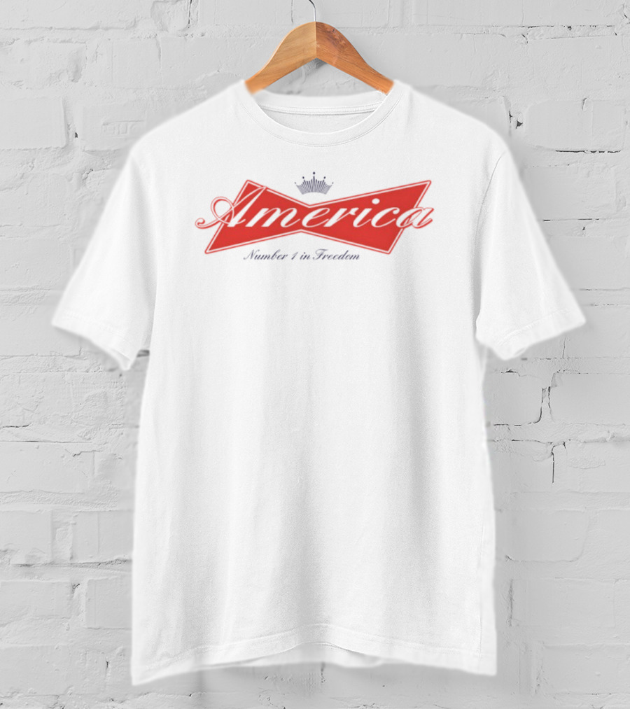America Number 1 In Freedom Crowned Red Script T-Shirt