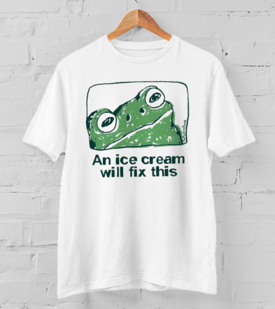An Ice Cream Will Fix This Frog Retro Humor T-Shirt