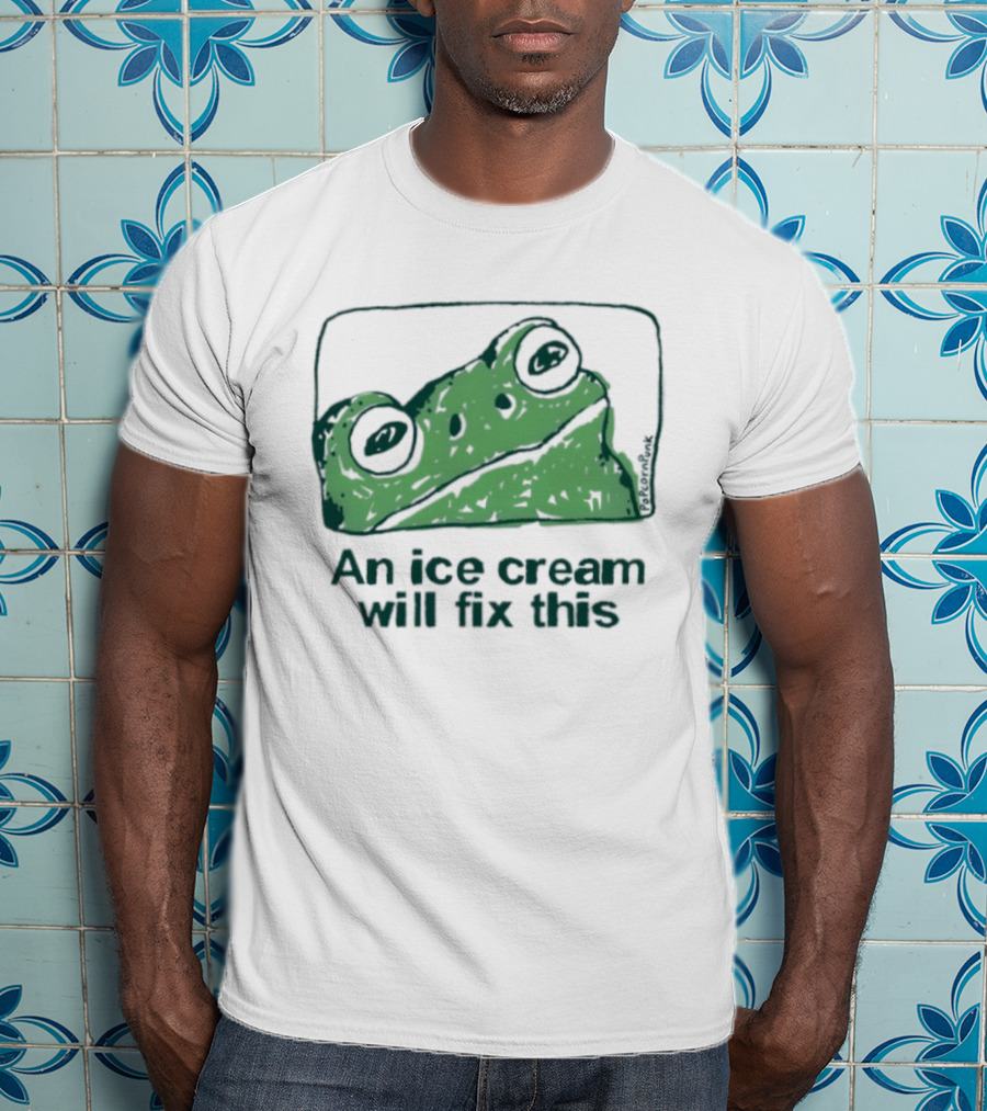 An Ice Cream Will Fix This Frog Retro Humor T-Shirt