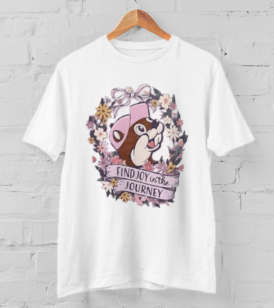 Buc Ee's Find Joy In The Journey Beaver Floral Wreath T-Shirt