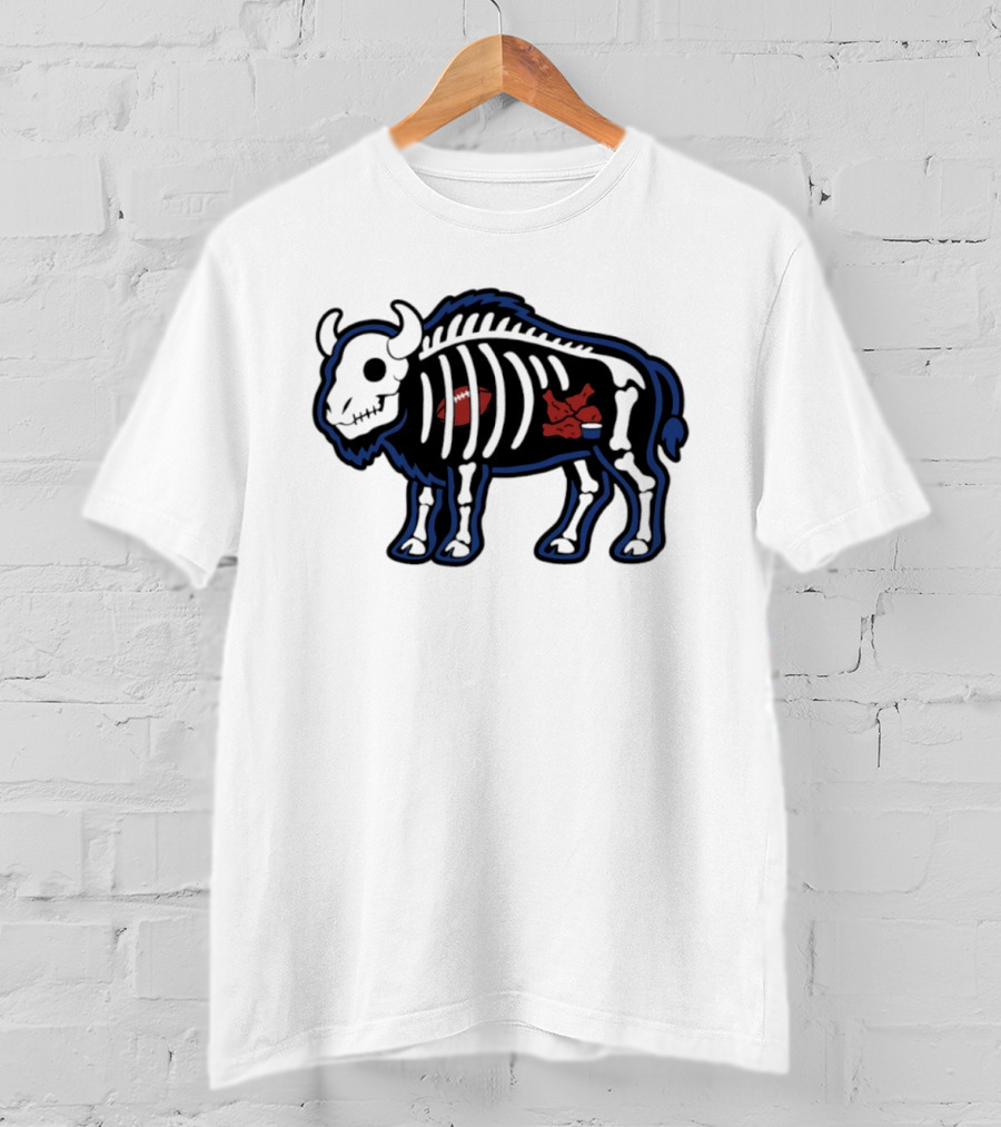 Buffalo Mafia Football X Ray Skeleton Drawing With Chicken Wings And Blue Cheese T-Shirt