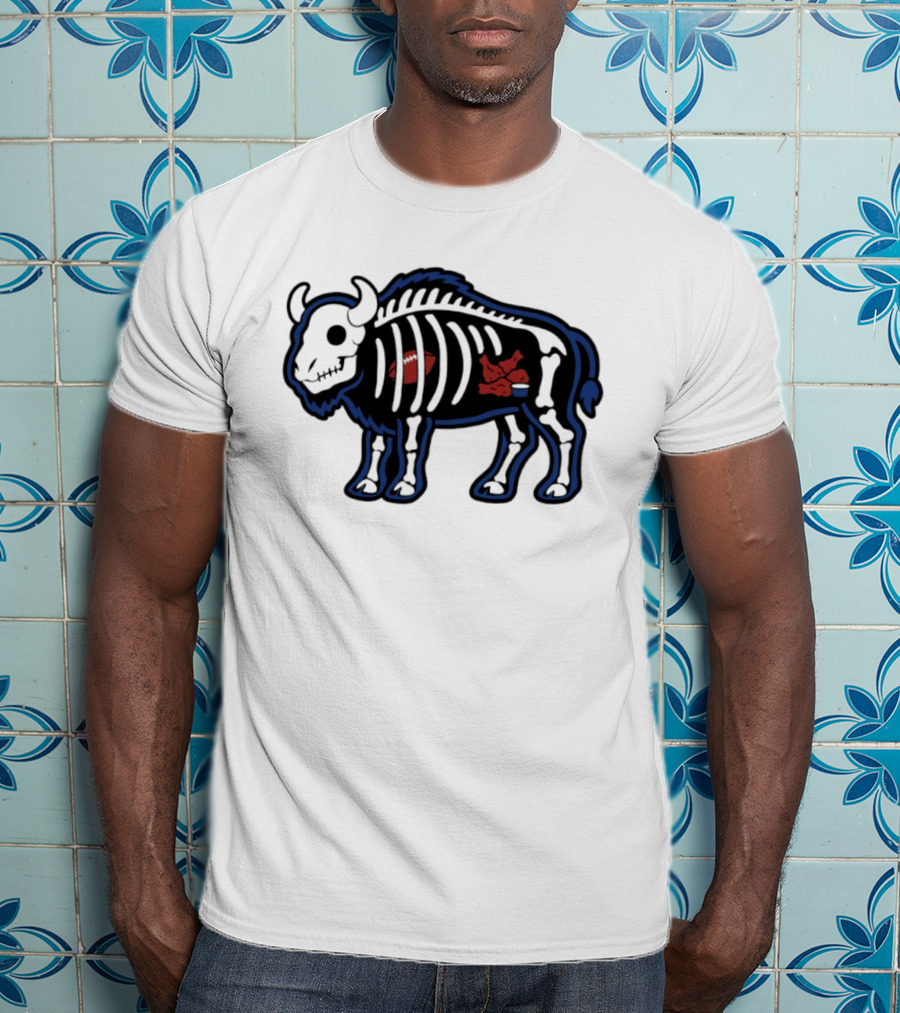 Buffalo Mafia Football X Ray Skeleton Drawing With Chicken Wings And Blue Cheese T-Shirt